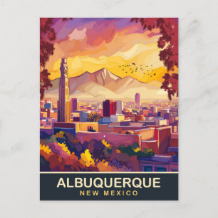 Albuquerque, New Mexico, City Skyline, Travel Postcard