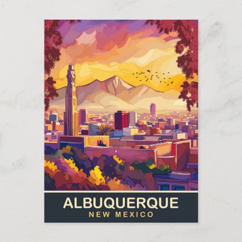 Albuquerque New Mexico City Skyline Travel  Postcard