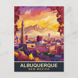 Albuquerque, New Mexico, City Skyline, Travel  Postcard