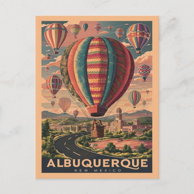 Albuquerque, New Mexico Hot Air Balloons Vintage Postcard (Front)