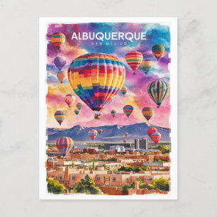 Albuquerque New Mexico Hot Air Balloons watercolor Postcard