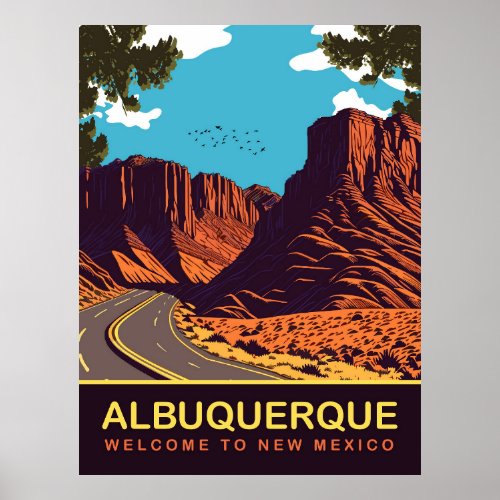 Albuquerque New Mexico Interstte Highway Travel Poster