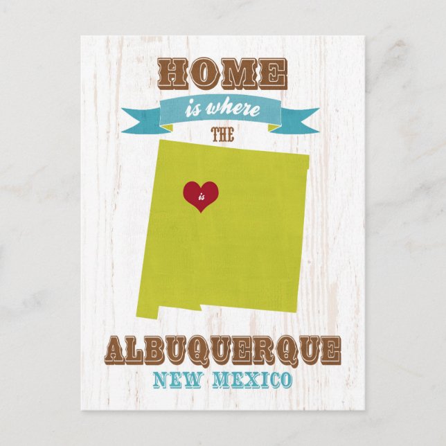Albuquerque, New Mexico Map – Home Is Where Postcard (Front)