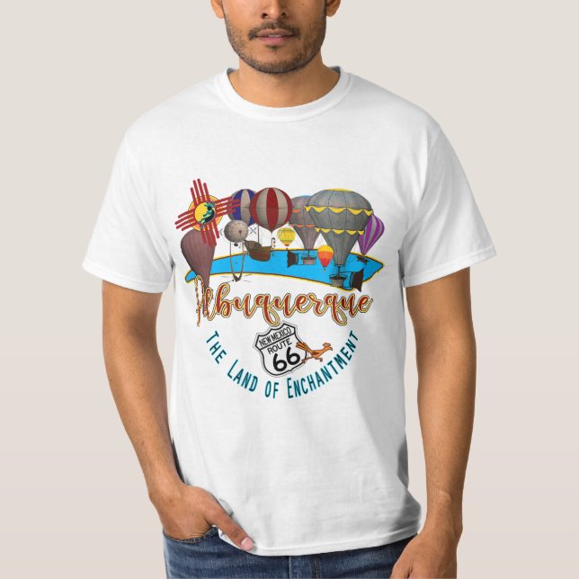 Albuquerque New Mexico Route 66 Hot Air Balloon So T-Shirt (Front)