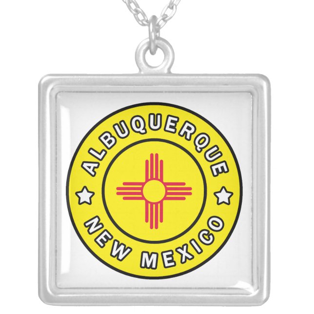 Albuquerque New Mexico Silver Plated Necklace (Front)