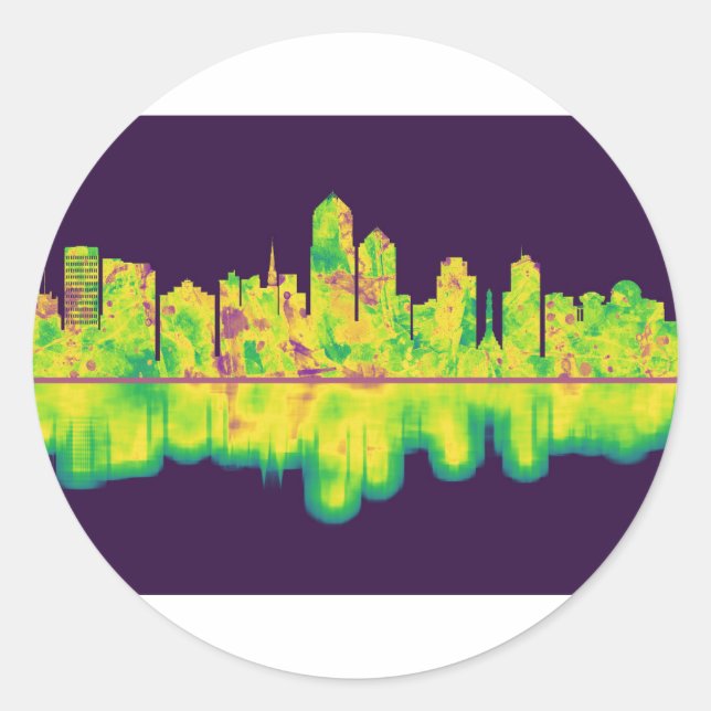 Albuquerque New Mexico Skyline Classic Round Sticker (Front)