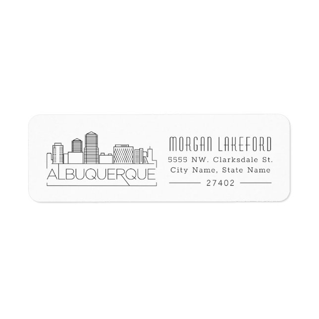 Albuquerque, New Mexico Stylized Skyline | Label (Front)