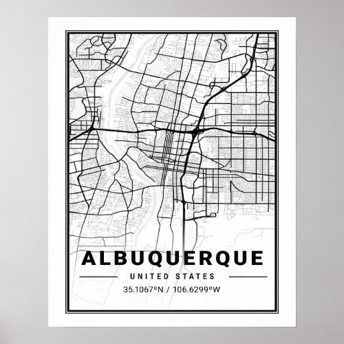 Albuquerque New Mexico Texas USA Travel City Map Poster