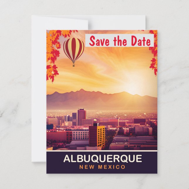 Albuquerque, New Mexico, Travel Postcard,  Save The Date (Front)