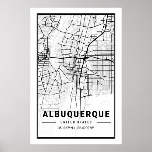 Albuquerque New Mexico USA City Travel City Map Poster