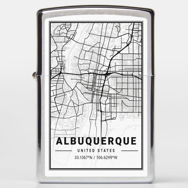 Albuquerque New Mexico USA City Travel City Map Zippo Lighter (Front)
