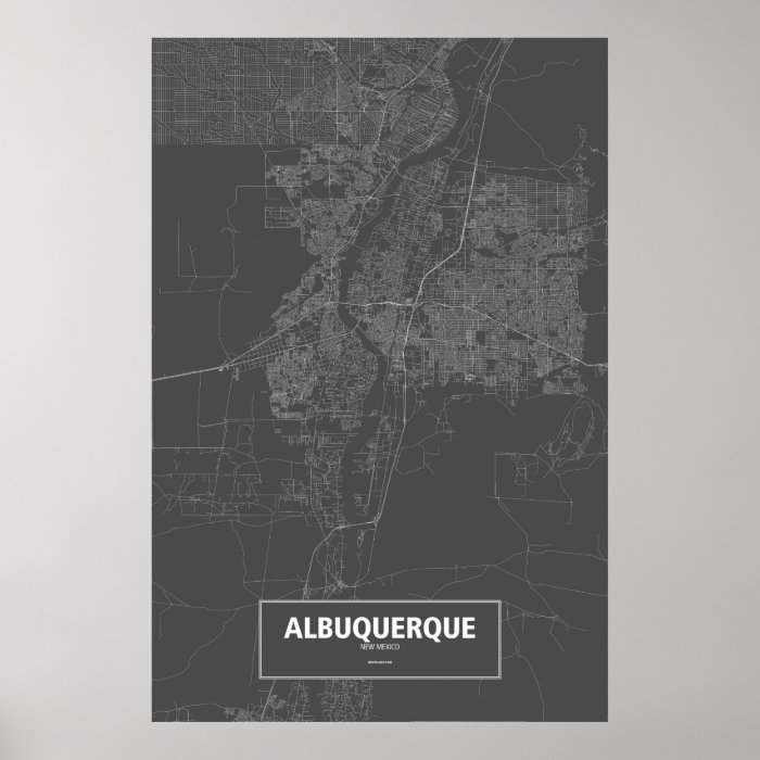 Albuquerque, New Mexico (white on black) Posters