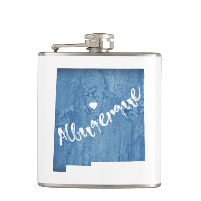 Albuquerque New Mexico Wood Grain Flask (Front)