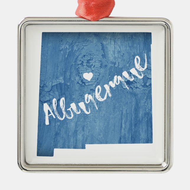 Albuquerque New Mexico Wood Grain Metal Ornament (Front)