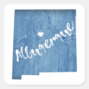 Albuquerque New Mexico Wood Grain Square Sticker