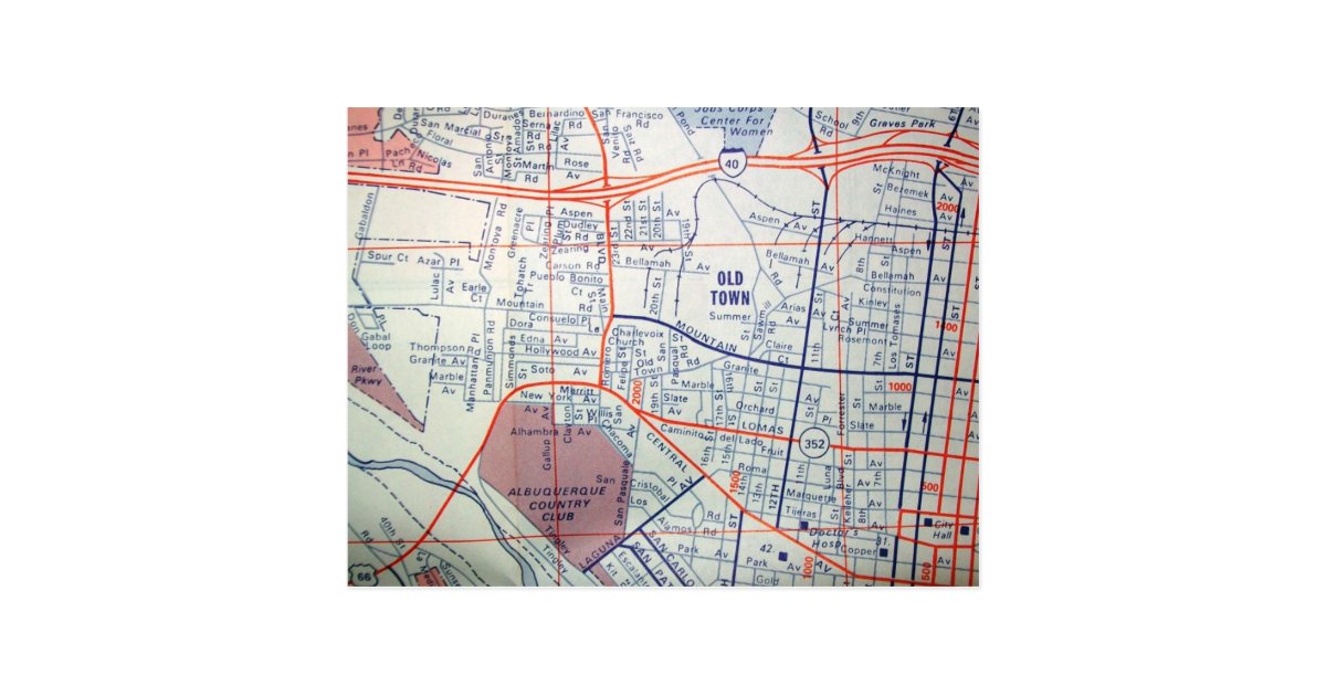 Albuquerque Nm Vintage Map Postcard Zazzle Com