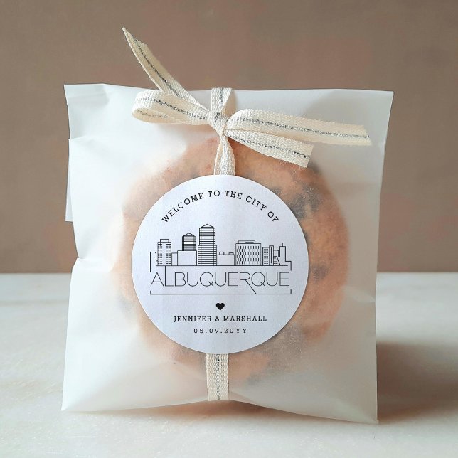 Albuquerque Skyline | Wedding Welcome Favor Classic Round Sticker (Creator Uploaded)