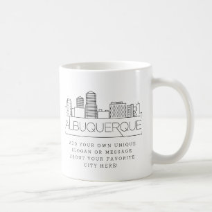 Albuquerque Stylized Skyline   Custom Slogan  Coffee Mug