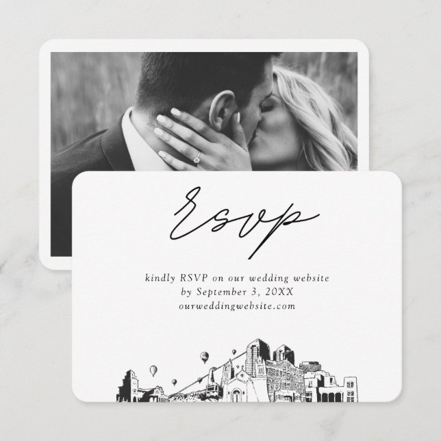 Albuquerque Wedding Minimalist Sketch RSVP Enclosure Card (Front/Back)