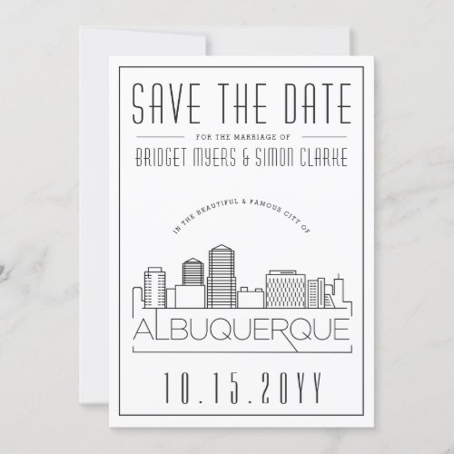 Albuquerque Wedding Stylized Skyline Save the Date Invitation