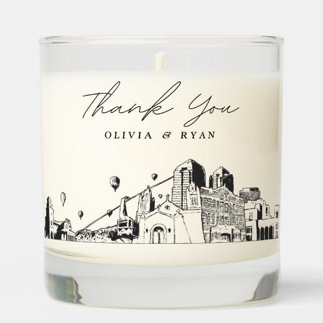 Albuquerque Wedding Thank You Gift Custom Candle (Front)