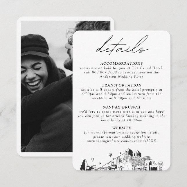 Albuquerque Wedding Vertical Details Enclosure Card (Front/Back)