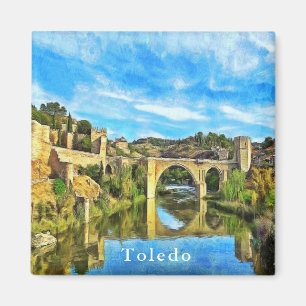 Alcantara Bridge in Toledo. Magnet
