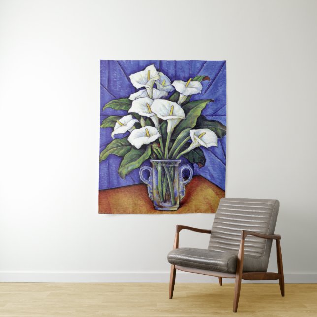 Alcatraces, fine art floral painting, tapestry (In Situ)