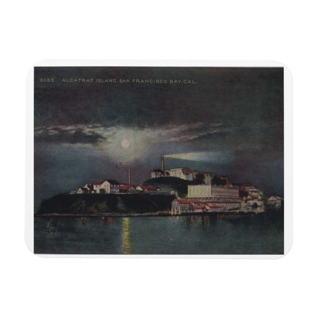 Alcatraz at Night, San Francisco, Vintage  Magnet (Horizontal)