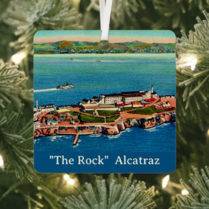 Alcatraz Island Postcard Metal Ornament