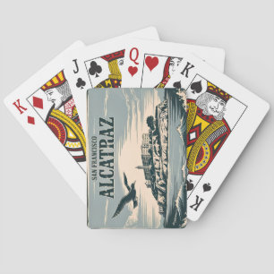Alcatraz Island Prison San Francisco Travel Rertro Poker Cards