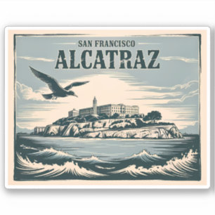 Alcatraz Island Prison San Francisco Travel Rertro Sticker