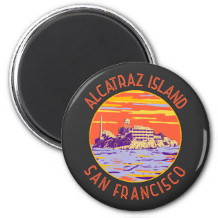 Alcatraz Island San Francisco Distressed Circle Magnet