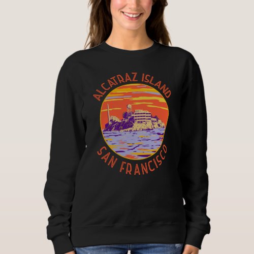 Alcatraz Island San Francisco Distressed Circle Sweatshirt