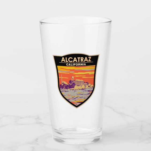 Alcatraz Island San Francisco Travel Art Vintage Glass (Front)