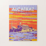Alcatraz Island San Francisco Travel Art Vintage Jigsaw Puzzle<br><div class="desc">Alcatraz Island vector art design. Alcatraz Island at dusk with a lighthouse,  military fortification and federal prison located in San Francisco,  California.</div>