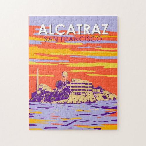 Alcatraz Island San Francisco Travel Art Vintage Jigsaw Puzzle