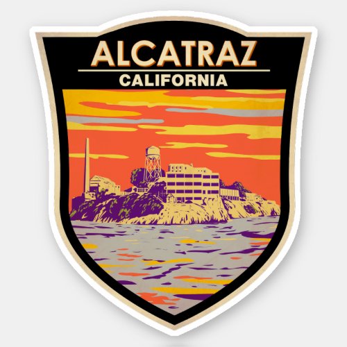 Alcatraz Island San Francisco Travel Art Vintage Sticker