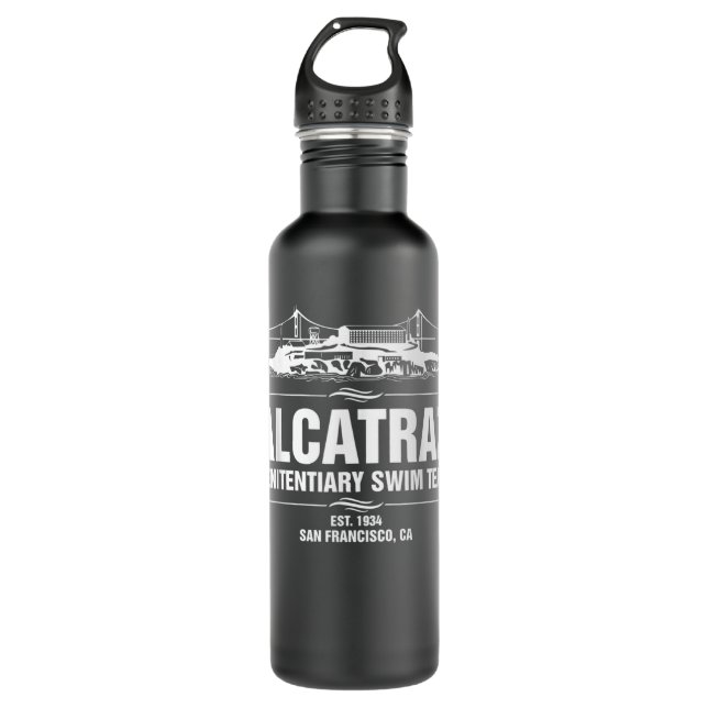 Alcatraz Penitentiary Swim Teamhirt Jail Prisoner  Stainless Steel Water Bottle (Front)