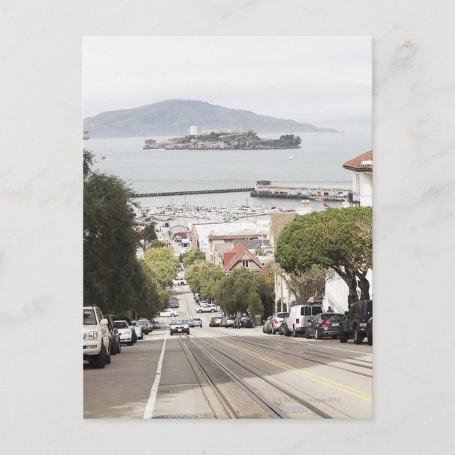 Alcatraz prison viewed from San Francisco Postcard (Front)