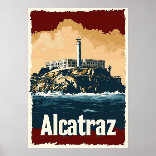 Alcatraz Vintage Travel Poster