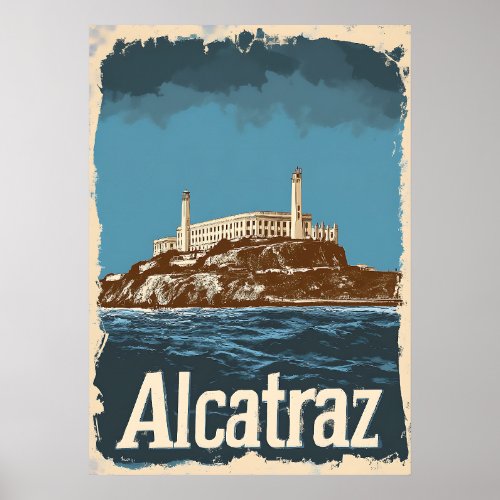 Alcatraz Vintage Travel Poster