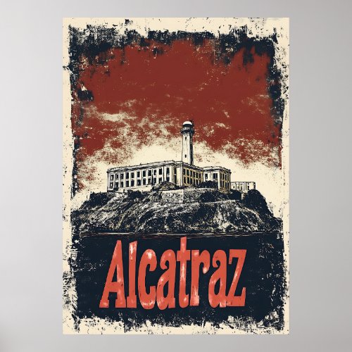 Alcatraz Vintage Travel Poster