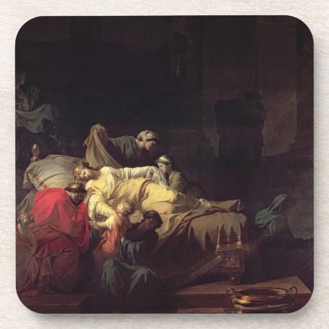 Alcestis sacrifices herself to save her husband Ad Beverage Coaster (Front)