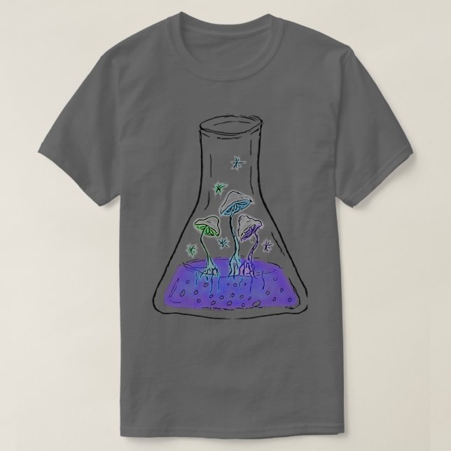 Alchemic Mushroom Elixir Alchemy Flask Psychedelic T-Shirt (Design Front)