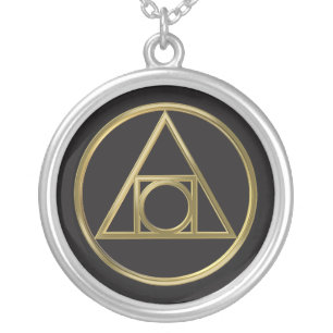 Alchemical symbol silver plated necklace