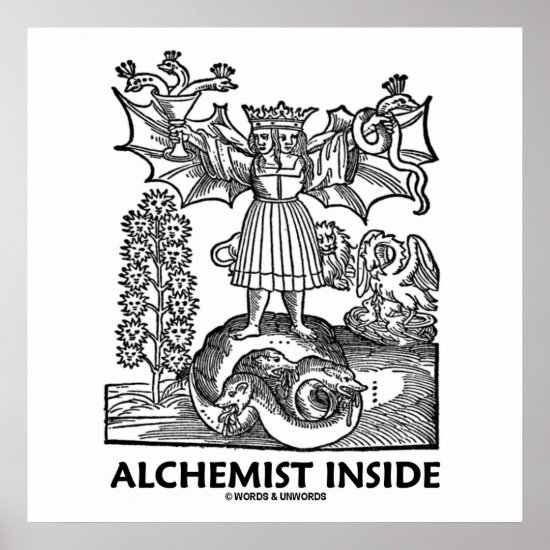 Alchemist Inside (Medieval Alchemy Two Heads) Poster