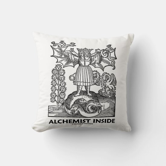 Alchemist Inside (Medieval Alchemy Two Heads) Throw Pillow