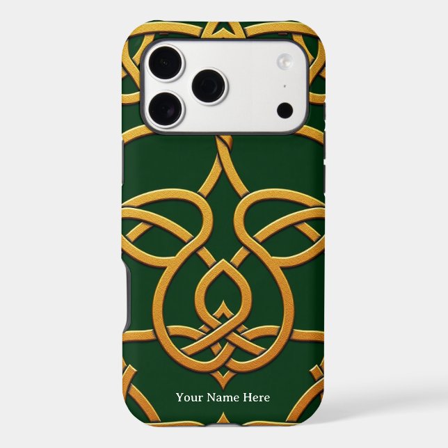 Alchemist’s Archive: Metallic Gold Knotwork Patter iPhone Case (Back)
