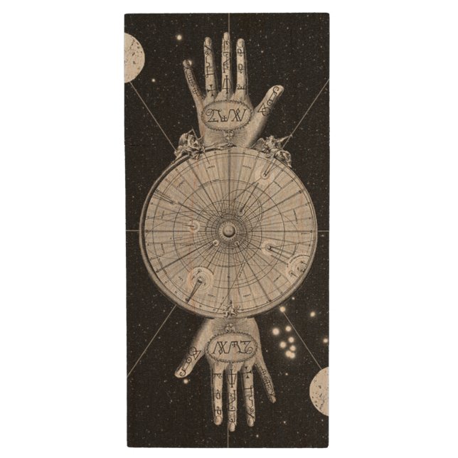 Alchemy and The Universe - Metaphysical Wood Flash Drive (Front Vertical)